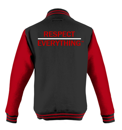 Fleece Letterman Jacket Black x Red